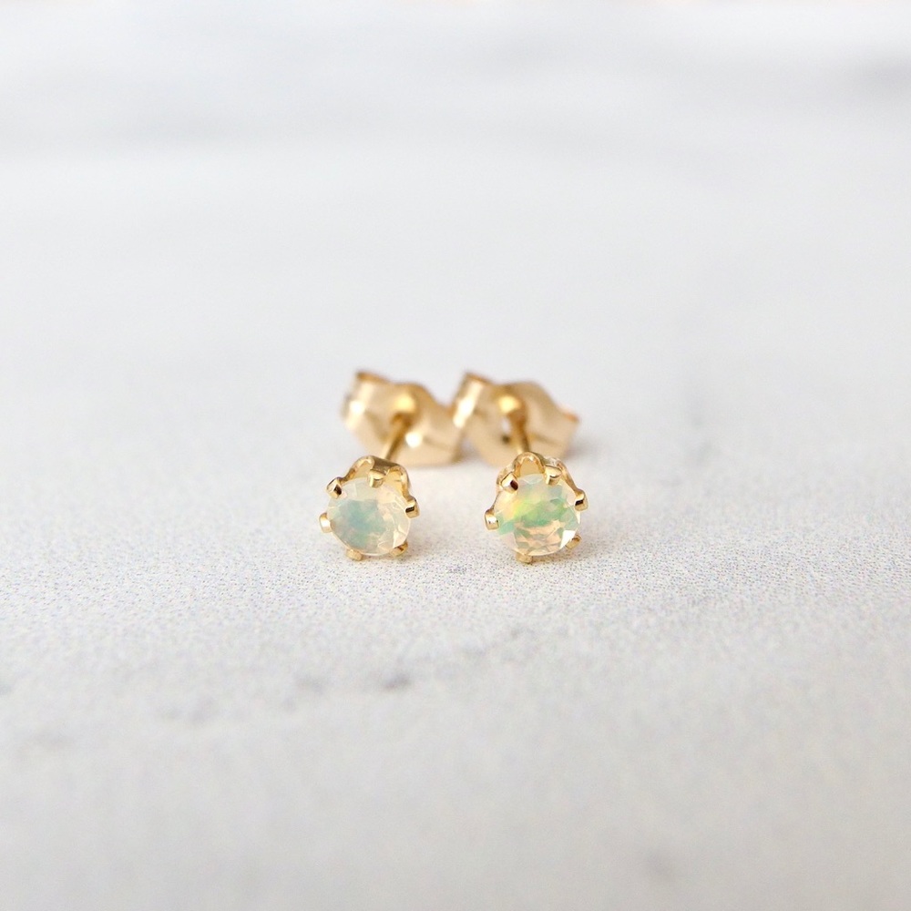 3mm genuine opal stud earrings 14k GF - Picture 11 of 12
